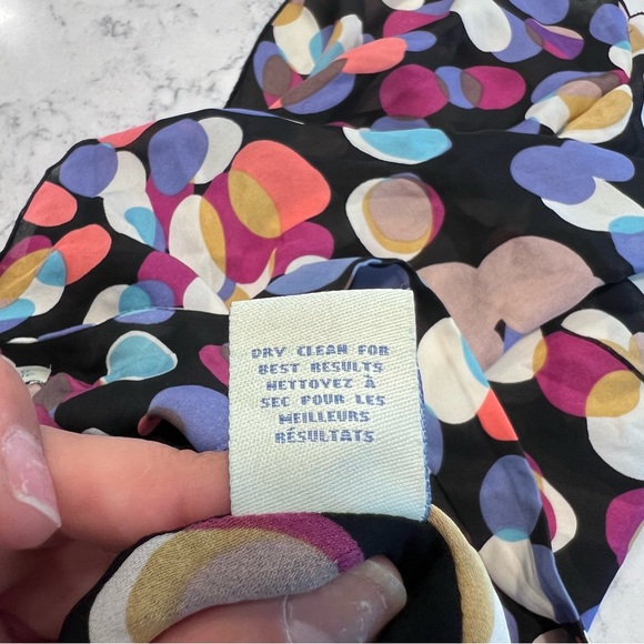 Anthropology Odille 100% Silk Tank Blouse Black Colorful Tiered Ruffles (size 6) - Picture 7 of 10